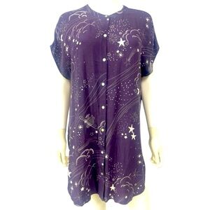 Michael Farrell Purple Stars Tarot Astrology Hippie Boho Festival Tunic Top L